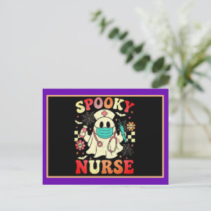 Cute Ghost Nurse Halloween Graphic Retro Pastels Postcard