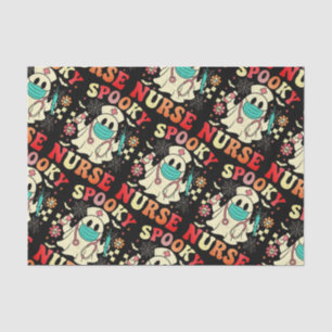 Cute Ghost Nurse Halloween Graphic Retro Pastels Tissue Paper