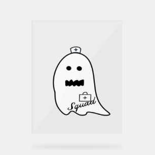 Cute Ghost Nurse Halloween Hand drawn Hospital Sta Acrylic Sign