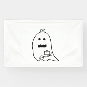 Cute Ghost Nurse Halloween Hand drawn Hospital Sta Banner