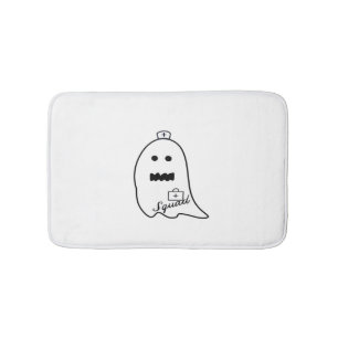 Cute Ghost Nurse Halloween Hand drawn Hospital Sta Bath Mat