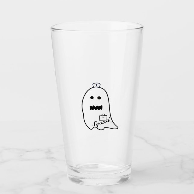 Cute Ghost Nurse Halloween Hand drawn Hospital Sta Glass (Front)