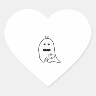 Cute Ghost Nurse Halloween Hand drawn Hospital Sta Heart Sticker