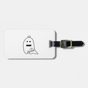 Cute Ghost Nurse Halloween Hand drawn Hospital Sta Luggage Tag