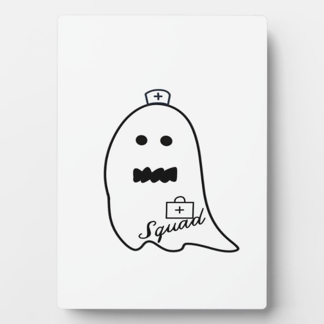 Cute Ghost Nurse Halloween Hand drawn Hospital Sta Plaque (Front)