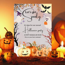 Cute Ghost Office Family Halloween Party