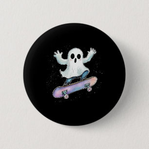 Cute Ghost On Skateboard Funny Halloween Skater 6 Cm Round Badge