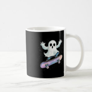 Cute Ghost On Skateboard Funny Halloween Skater Coffee Mug
