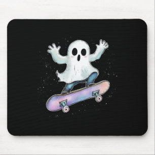 Cute Ghost On Skateboard Funny Halloween Skater Mouse Pad