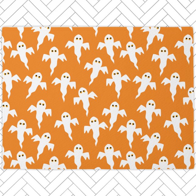 Cute Ghost Orange Halloween Doormat (Creator Uploaded)