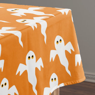 Cute Ghost Orange Halloween Tablecloth