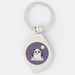 Cute Ghost Panda Under the Moon Key Ring