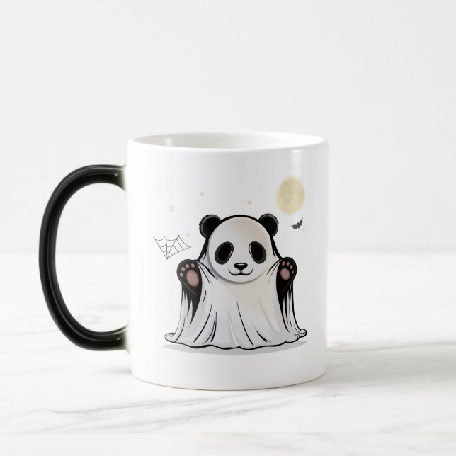 Cute Ghost Panda Under the Moon  Magic Mug (Left)
