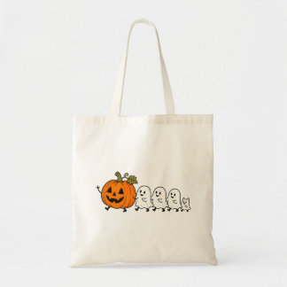 Cute Ghost Parade Halloween Cat Tote Bag