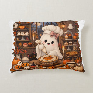 Cute Ghost Pastry Chef Halloween Haunted Bakery Decorative Cushion