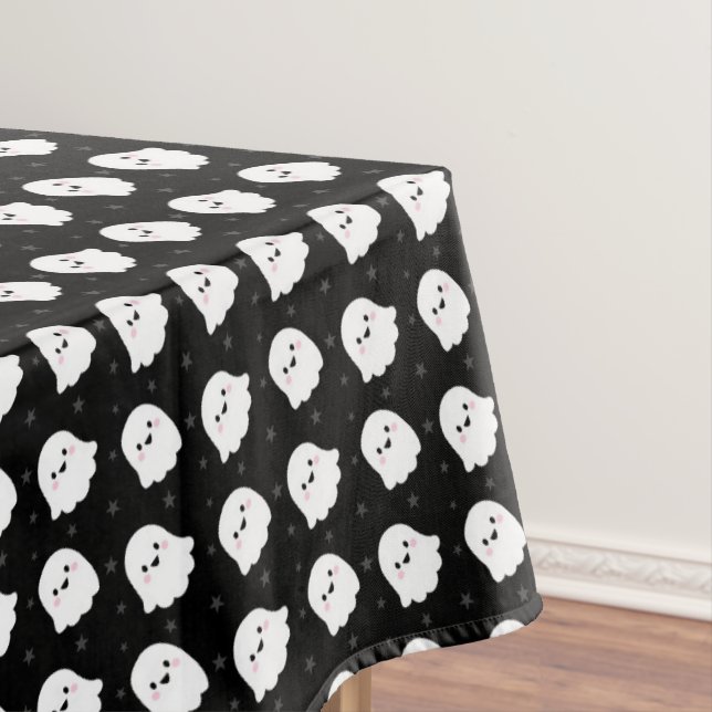 Cute Ghost Pattern – Halloween Seamless Design Tablecloth (In Situ)