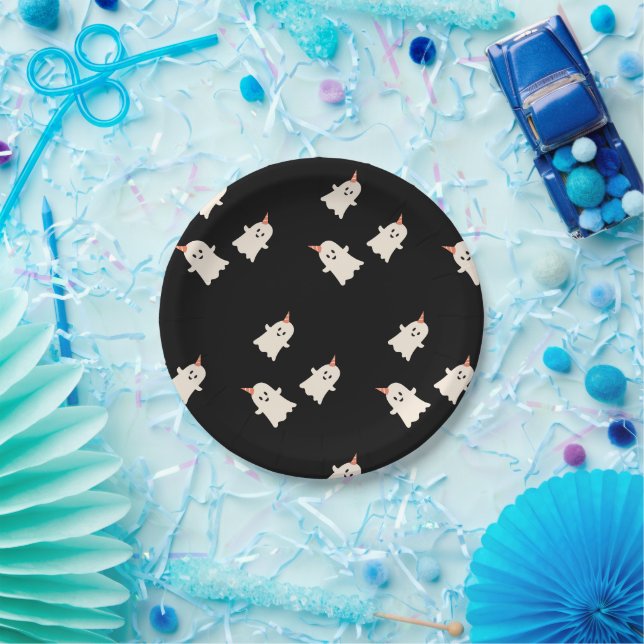 Cute ghost pattern Halloween themed  Paper Plate (Party)