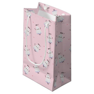 Cute Ghost Pattern on Pink Background Small Gift Bag