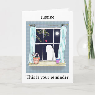 Cute Ghost Peeking In Custom Sweet Reminder Card