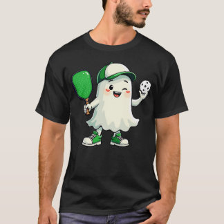 Cute Ghost Pickleball Paddle Halloween Pickleball T-Shirt