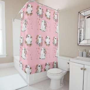 Cute Ghost Pink Shower Curtain