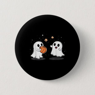 Cute Ghost Playing Basketball Funny Halloween 6 Cm Round Badge