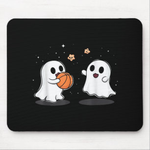 Cute Ghost Playing Basketball Funny Halloween  Mouse Pad