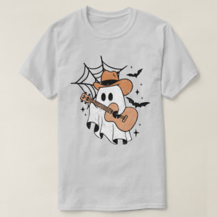 Cute Ghost Playing Guitar Funny Halloween Guitar T-Shirt