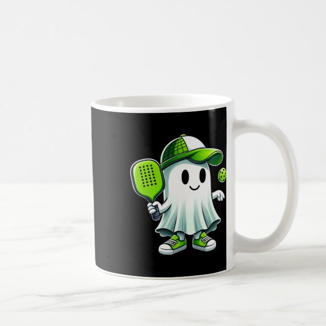 Cute Ghost Playing Picklebyll - Funny Picklebyll P Coffee Mug (Right)