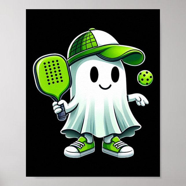 Cute Ghost Playing Picklebyll - Funny Picklebyll P Poster (Front)