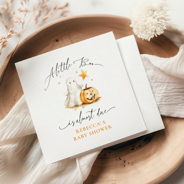 Cute Ghost Pumpkin Boo Halloween Baby Shower  Napkin (Creator Uploaded)