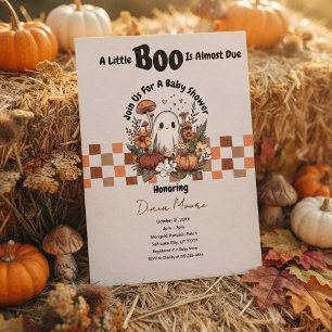 Cute Ghost & Pumpkin Fall Halloween Baby Shower Invitation