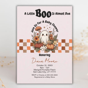Cute Ghost & Pumpkin Fall Halloween Baby Shower Invitation