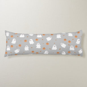 Cute Ghost & Pumpkin Grey Halloween Pattern Body Cushion