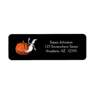 Cute Ghost Pumpkin Halloween Address Label Return Address Label