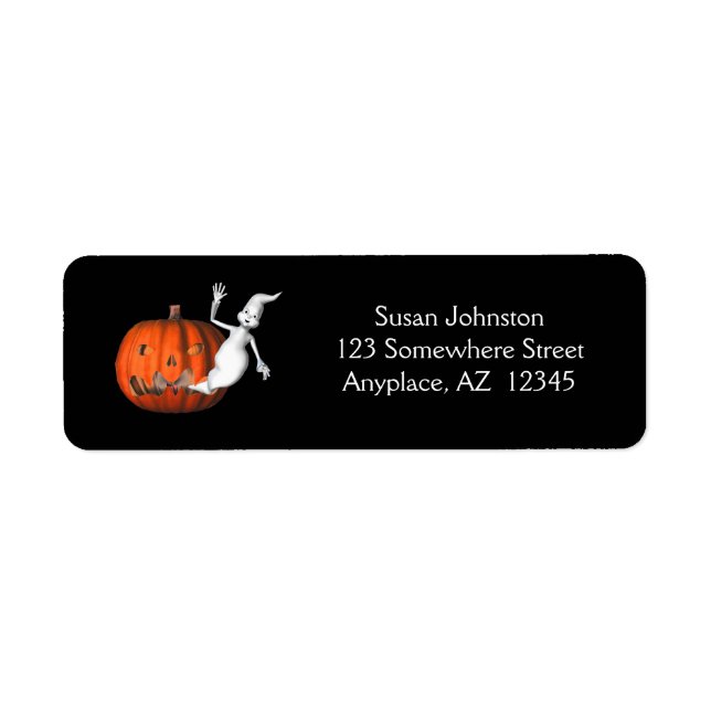 Cute Ghost Pumpkin Halloween Address Return Address Label (Front)