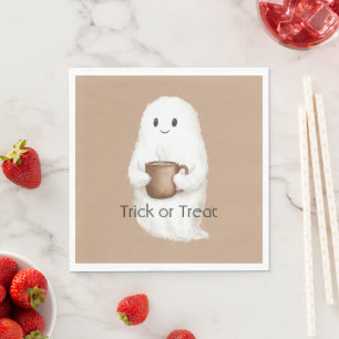 Cute Ghost Pumpkin Halloween Napkin