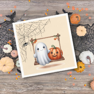 Cute Ghost Pumpkin Halloween Napkin