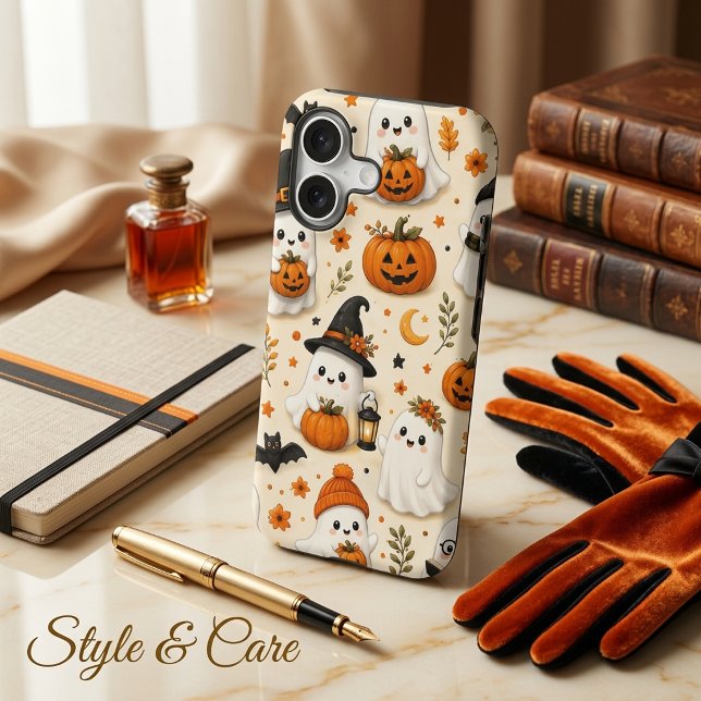 Cute Ghost & Pumpkin Halloween Pattern (Cute Ghost & Pumpkin Halloween Pattern iPhone 17 Case)