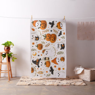 Cute Ghost & Pumpkin Halloween Pattern Fabric