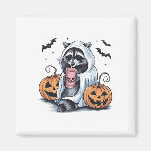 Cute Ghost Pumpkin Halloween Racoon Costume Racco Magnet