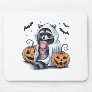 Cute Ghost Pumpkin Halloween Racoon Costume Racco Mouse Pad