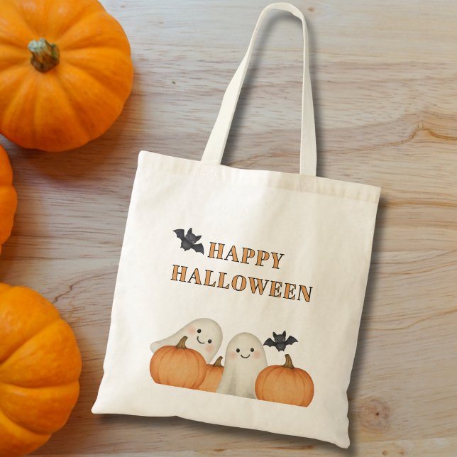 Cute Ghost Pumpkin Halloween  Tote Bag (Creator Uploaded)
