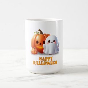 Cute Ghost & Pumpkin Happy Halloween  Coffee Mug