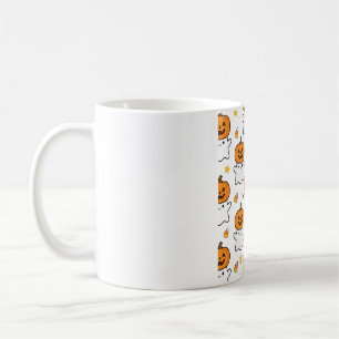 Cute Ghost Pumpkin Head Halloween Pattern Coffee Mug