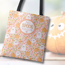 Cute Ghost & Pumpkin No Spook Too Cute Halloween 