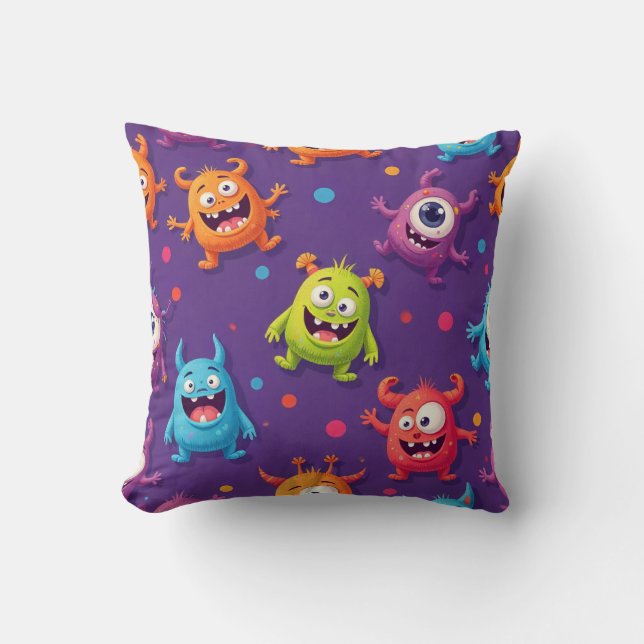 Cute Ghost & Pumpkin Pattern Halloween Throw Pillo Cushion (Front)