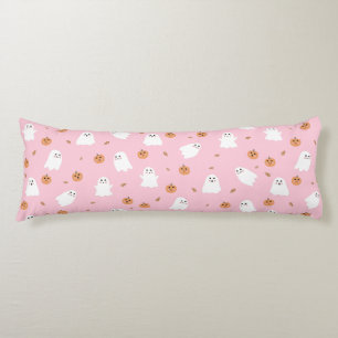 Cute Ghost & Pumpkin Pink Halloween Pattern Body Cushion