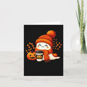 Cute Ghost Pumpkin Spice Cup Halloween Fall Drink Card