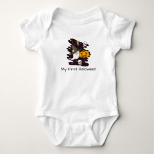 Cute Ghost, Pumpkins and Skulls Baby Bodysuit